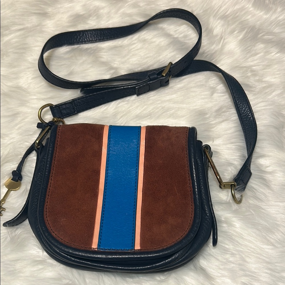 Fossil Vintage Stylish Blue and Brown Women's Crossbody Bag